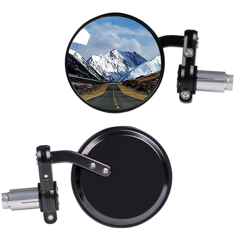 KAWELL Rear View Side Mirror Round Bar End Convex Hawk Eye Motorcycle Mirror for 7/8" Handle Bars Fits Most Harley Davidsons Suzuki Honda Kawasaki Cruisers - Image 1